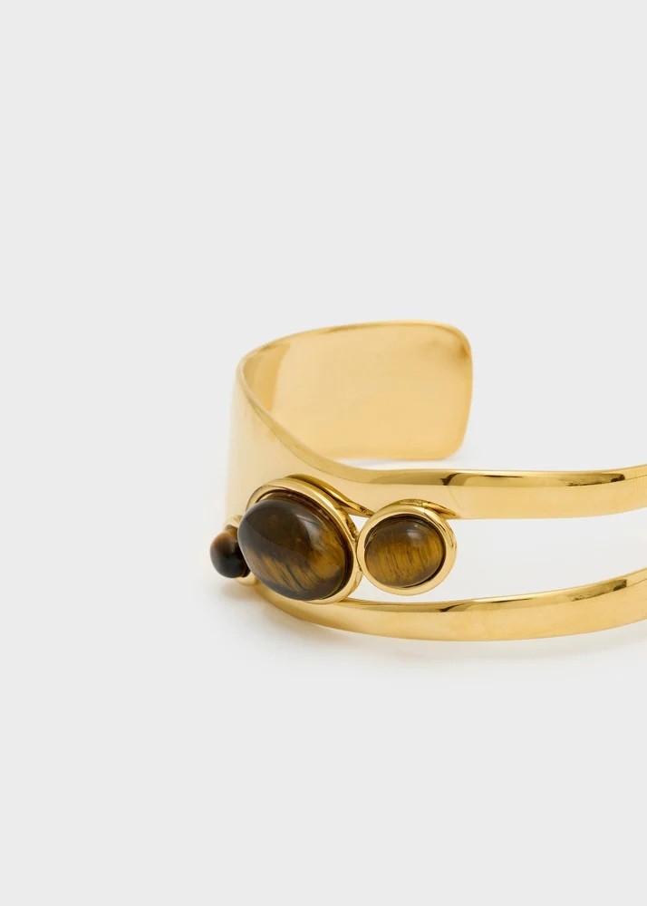 Nali Γυναικείο Ανοιχτό Βραχιόλι Bangle Με Φυσικές Πέτρες Για Statement Εμφανίσεις