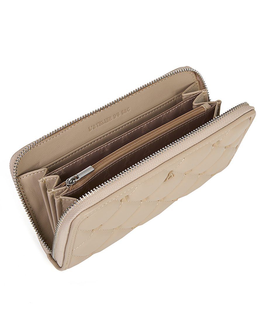 L'Atelier du Sac Γυναικείο Πορτοφόλι Καπιτονέ Κανονική Fit Από Eco Leather Μπεζ φωτογραφία