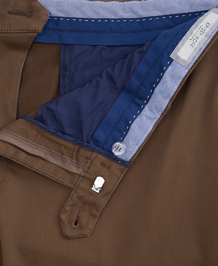 Kaiser Ηoff PLUS SIZE Ανδρικό Παντελόνι Chinos Βαμβακερό Modern Fit σε Καφέ φωτογραφία