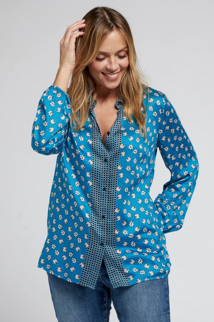 Luisa Viola PLUS SIZE - Printed πουκάμισo σε Πετρόλ