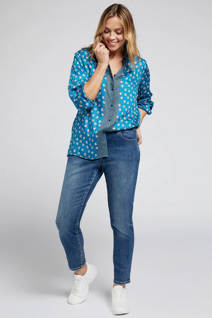 PLUS SIZE - Printed πουκάμισo σε Πετρόλ φωτογραφία