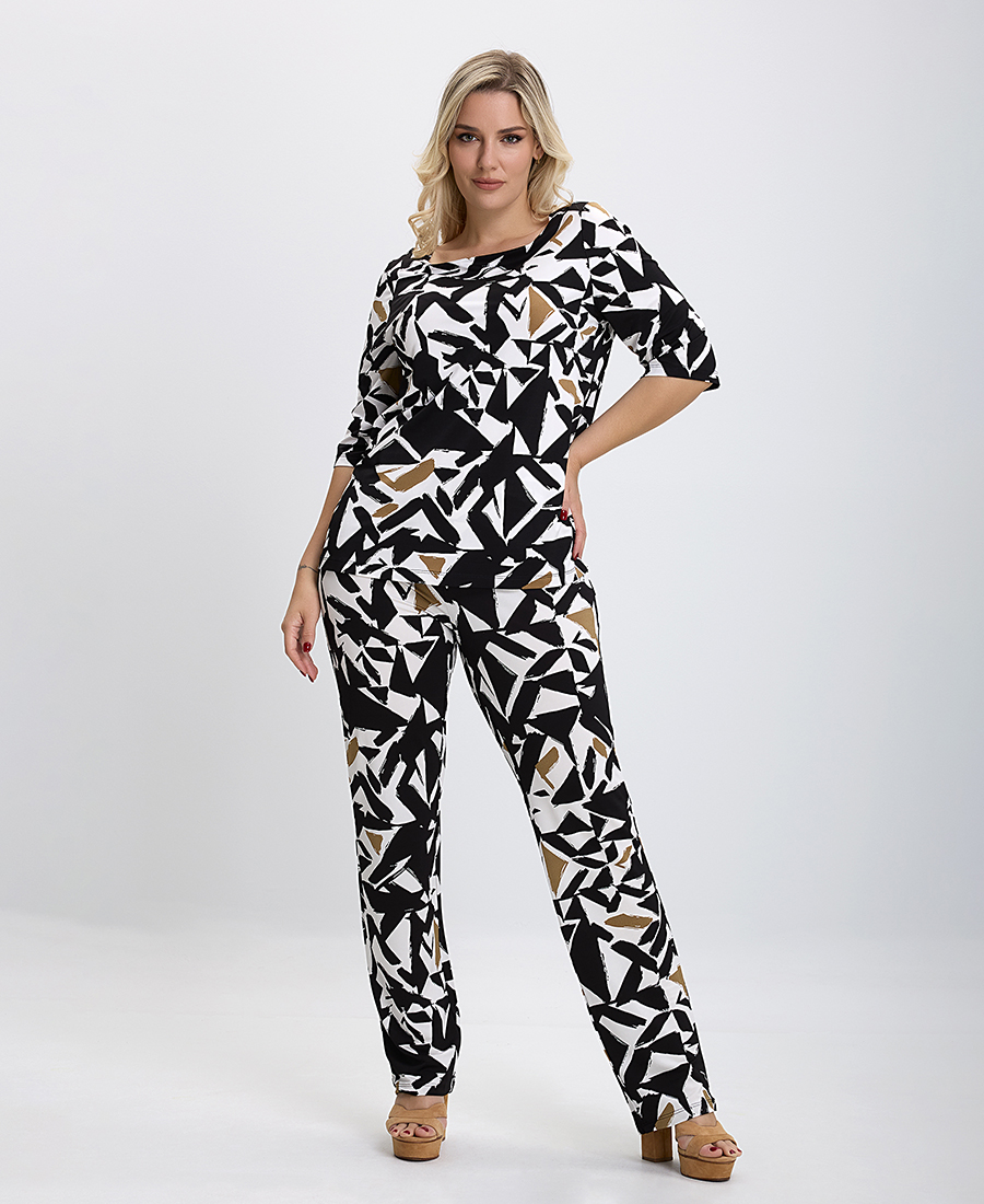 PLUS SIZE - Μπλούζα Printed σε Μαύρο Εμπριμέ φωτογραφία