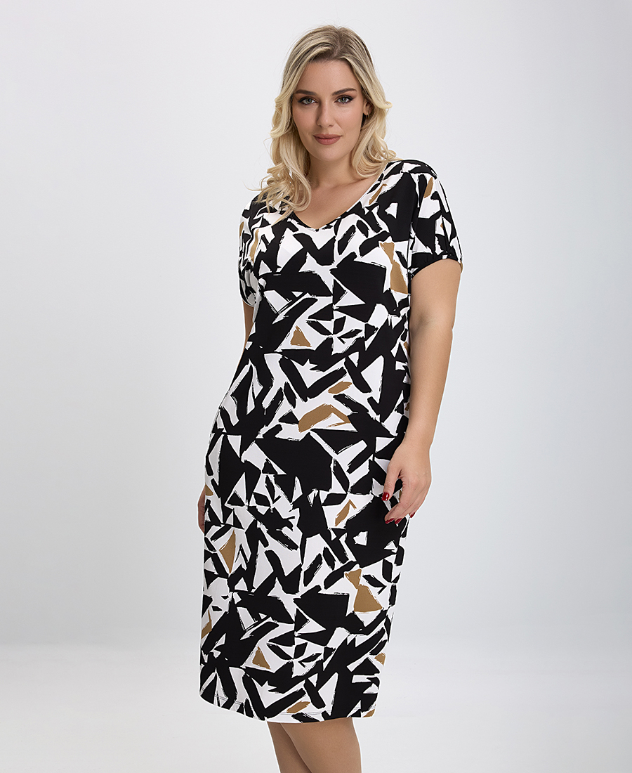 PLUS SIZE - Φόρεμα Graphic Printed σε Μαύρο Εμπριμέ φωτογραφία