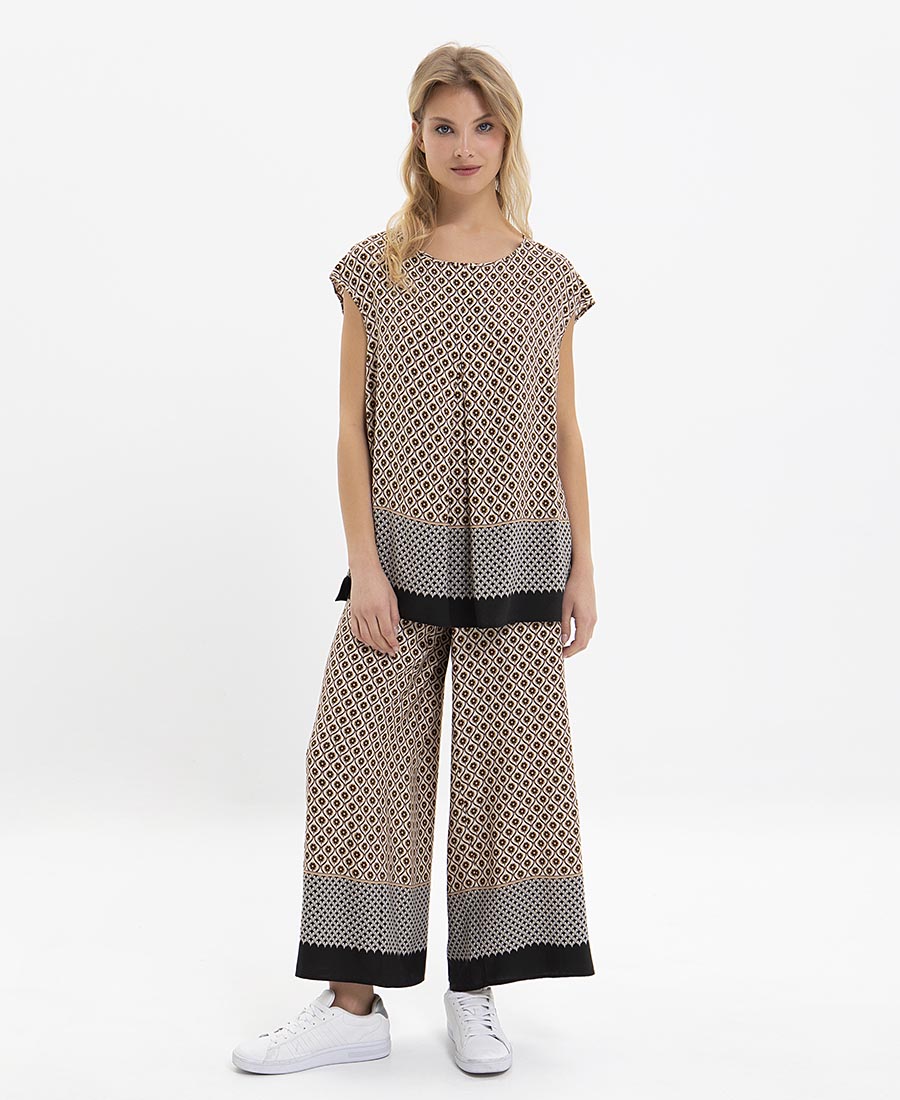 PLUS SIZE - Παντελόνι Wide Leg σε Εμπριμέ φωτογραφία