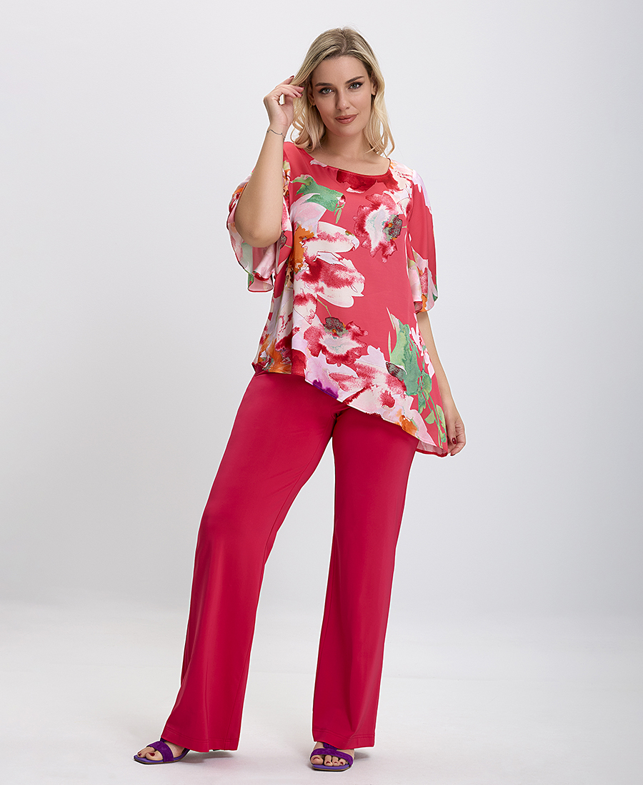 PLUS SIZE - Παντελόνι Wide Leg σε Φούξια φωτογραφία