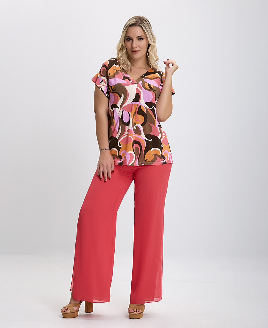 PLUS SIZE - Παντελόνα σε Κοραλί φωτογραφία