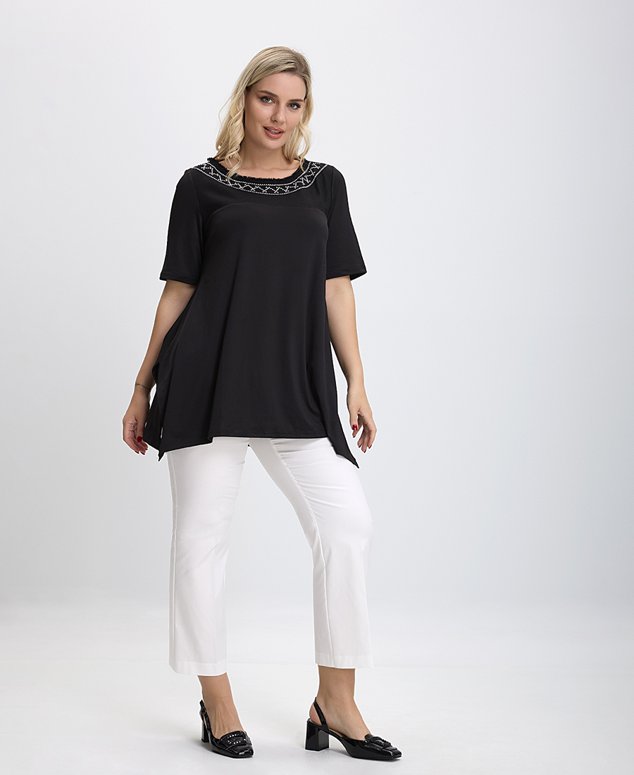 PLUS SIZE - Παντελόνι Cropped σε Ιβουάρ φωτογραφία