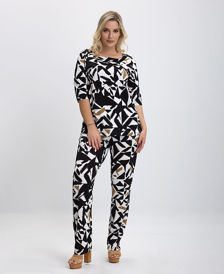 PLUS SIZE - Παντελόνι Jersey Printed σε Μαύρο Εμπριμέ φωτογραφία
