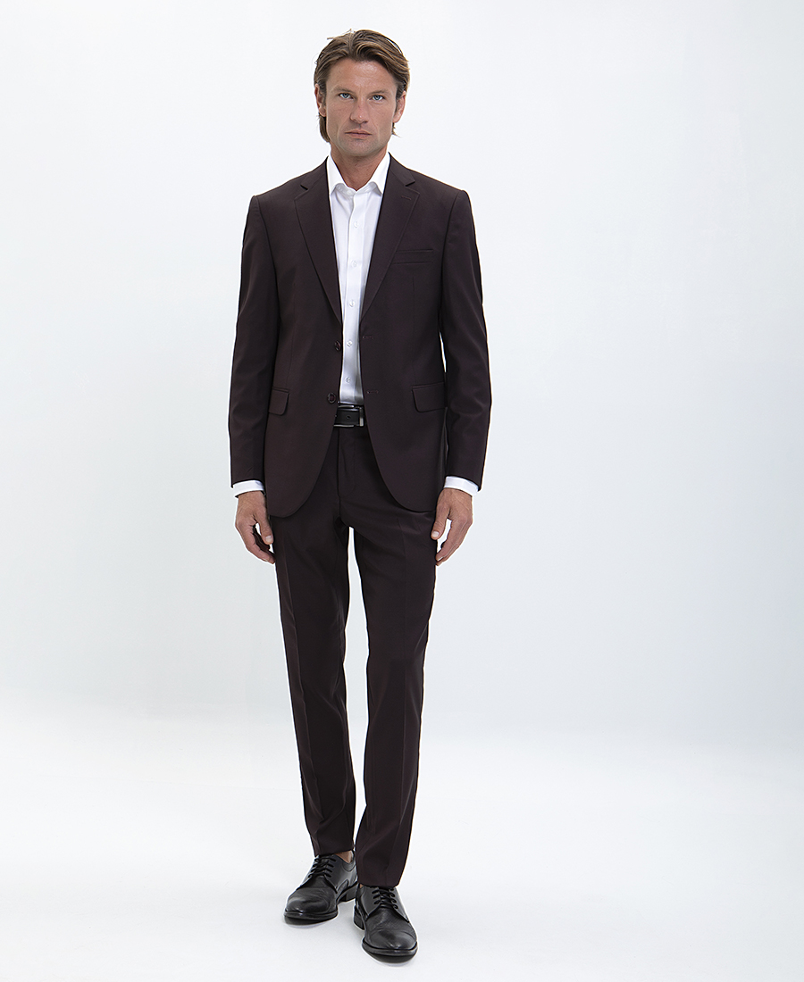 Hd X Vardas HD x Vardas Ανδρικό Κοστούμι S120's Slim Fit σε Καφέ