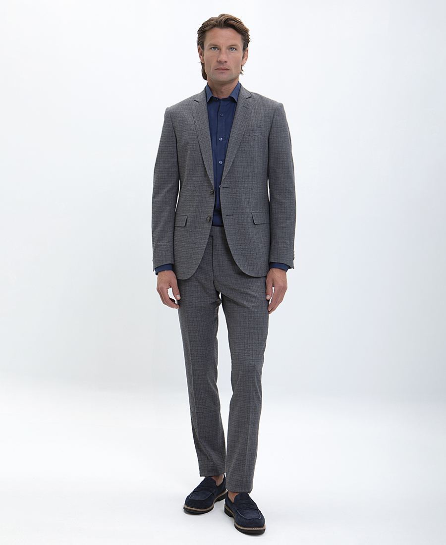 Vardas Vardas B-DYnamic Ανδρικό Kοστούμι Slim Fit σε Καρό Γκρι