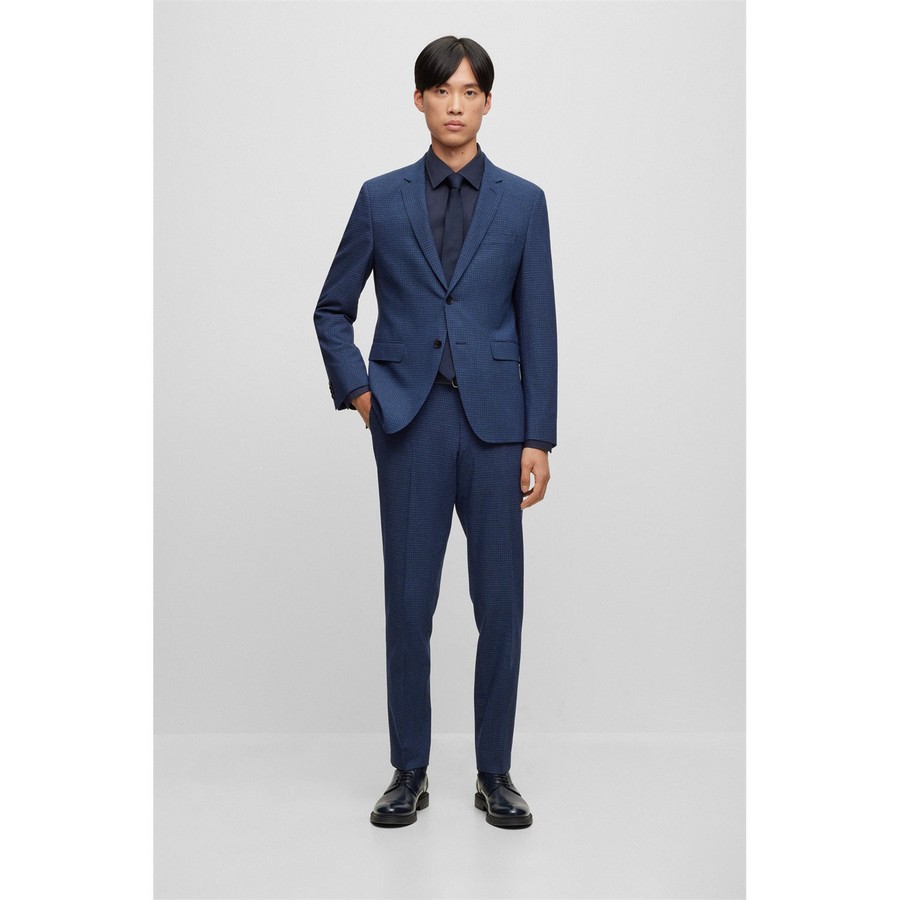 Boss Boss Καρό Κοστούμι Slim Fit σε Σκούρο Μπλε