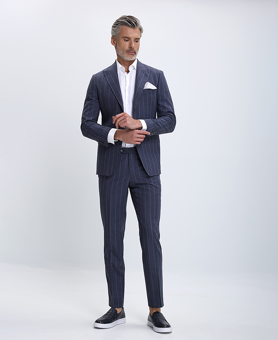 Hd X Vardas HD x Vardas Ριγέ Κοστούμι Modern Fit σε Μπλε Σκούρο