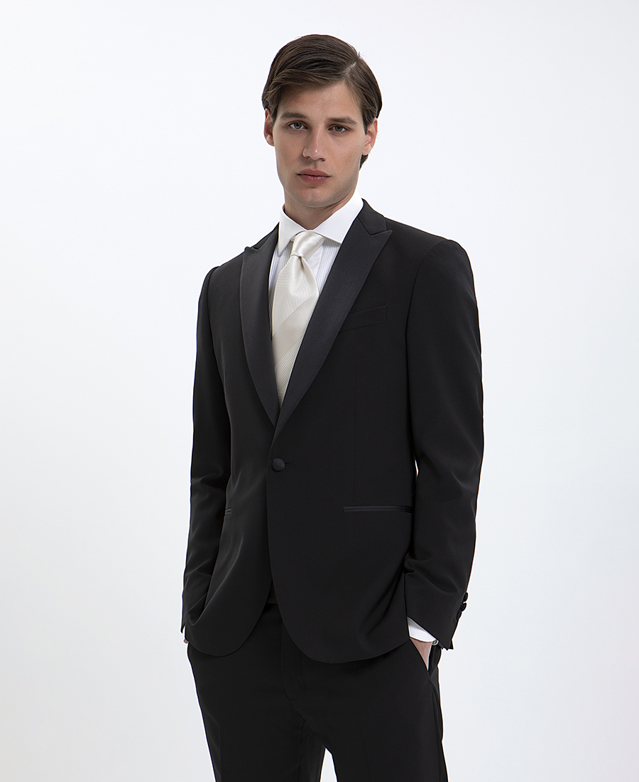 Vardas B-DYnamic Ανδρικό Kοστούμι Tuxedo Slim Fit Νatural Stretch σε Μαύρο φωτογραφία