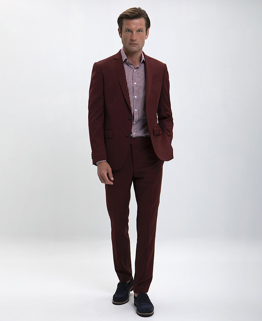 HD x Vardas Ανδρικό Κοστούμι Slim Fit σε Μπορντό