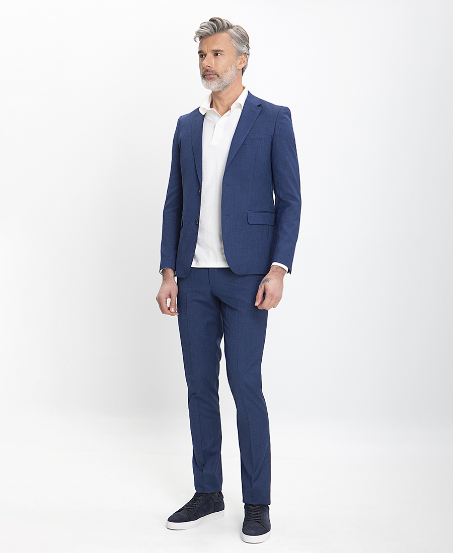 Donini Ανδρικό Κοστούμι Slim Fit Καρό σε Μπλε