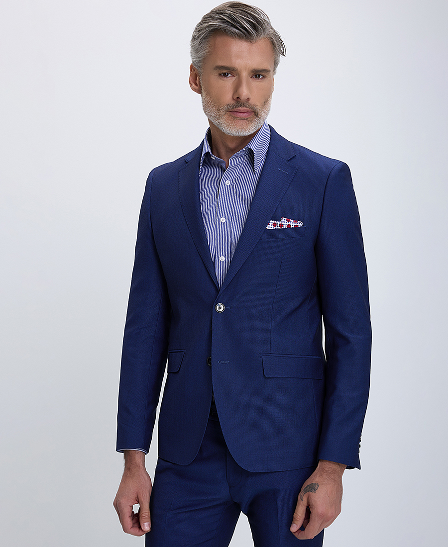 Donini Ανδρικό Κοστούμι με Μικροσχέδιο Slim Fit σε Μπλε Ανοιχτό φωτογραφία