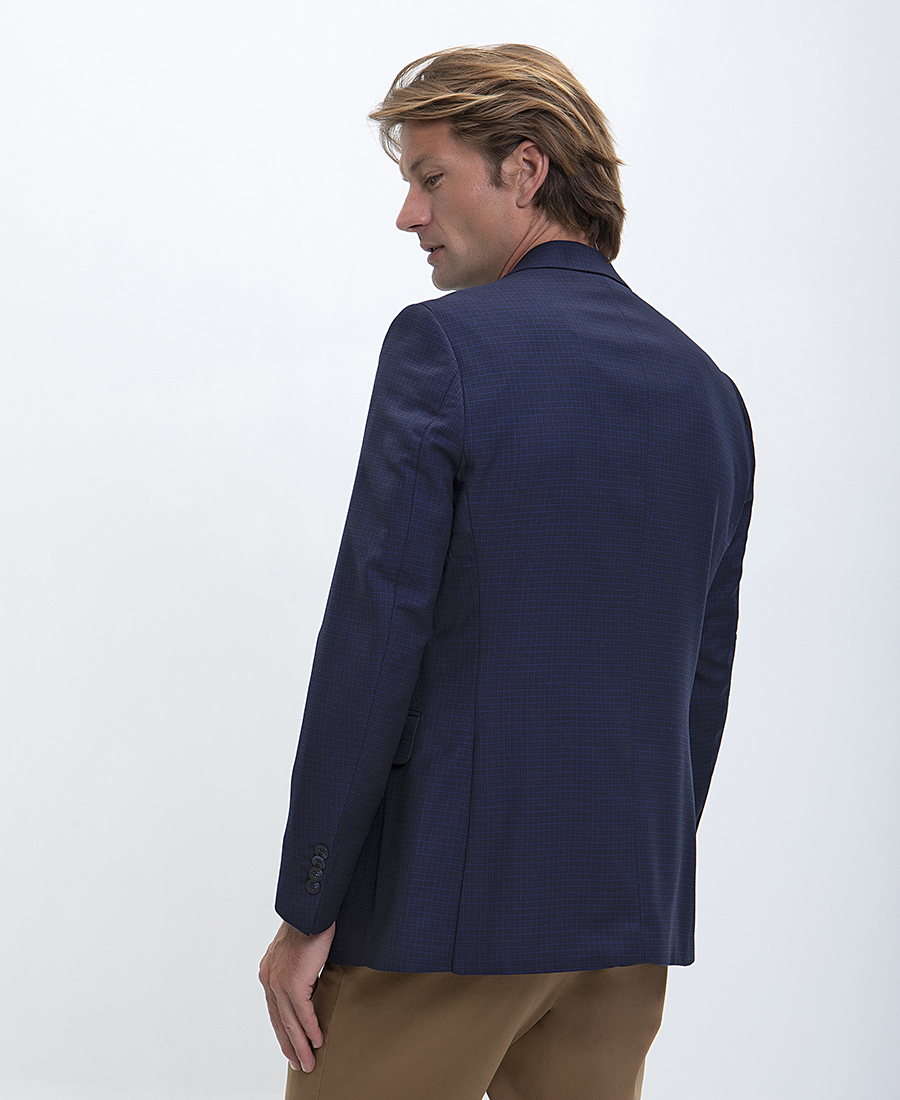 Vardas Σακάκι Καρό Slim Fit σε Σκούρο Μπλε φωτογραφία