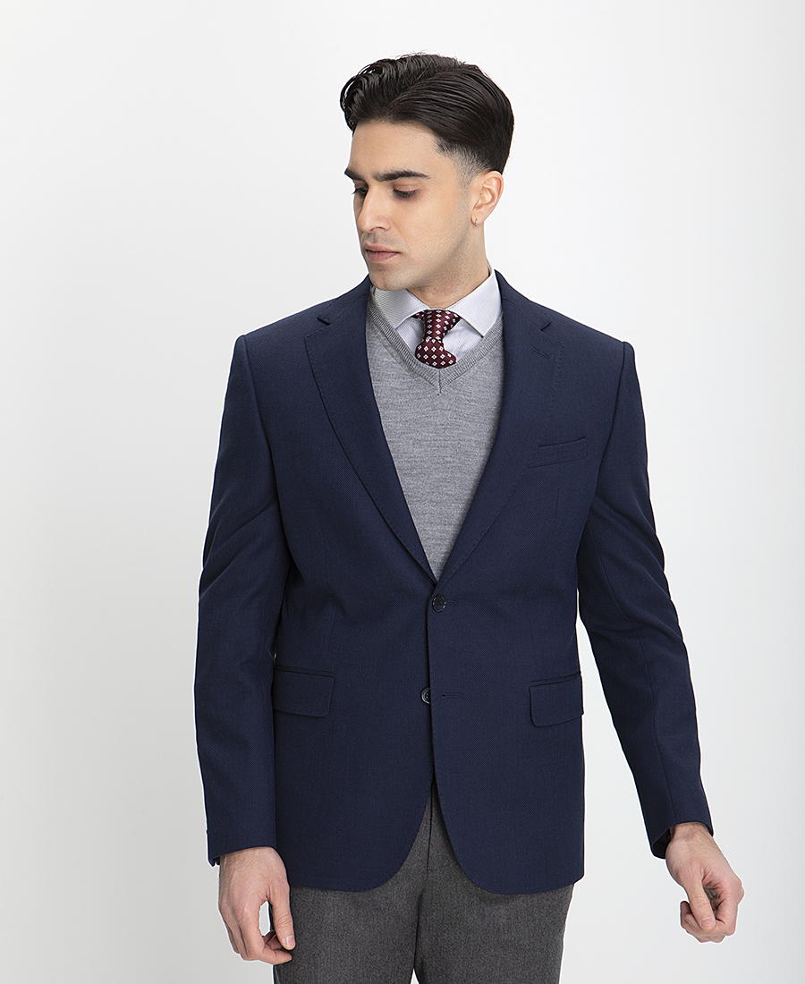 Kaiserhoff Kaiserhoff Σακάκι με Μικροσχέδιο Modern Fit σε Μπλε