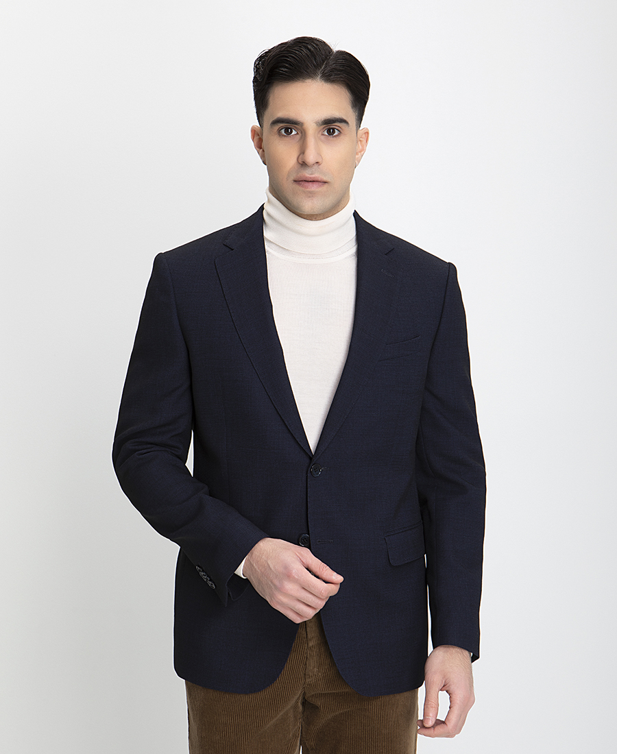 Kaiserhoff Σακάκι με Μικροσχέδιο Modern Fit σε Μπλε Σκούρο