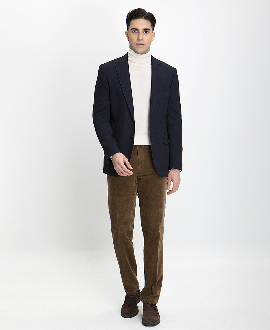 Σακάκι με Μικροσχέδιο Modern Fit σε Μπλε Σκούρο φωτογραφία