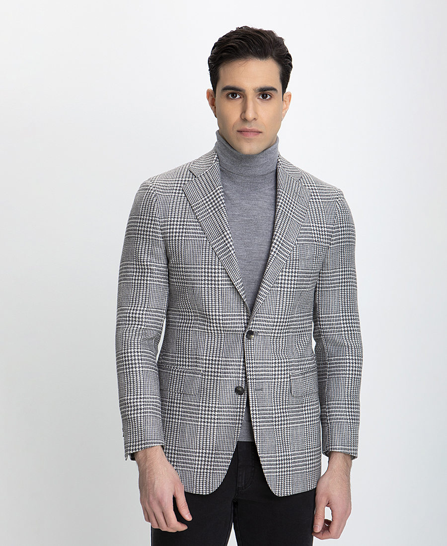 Hd X Vardas HD x Vardas Σακάκι από Μαλλί και Κασμήρι Modern Fit σε Υπόλευκο