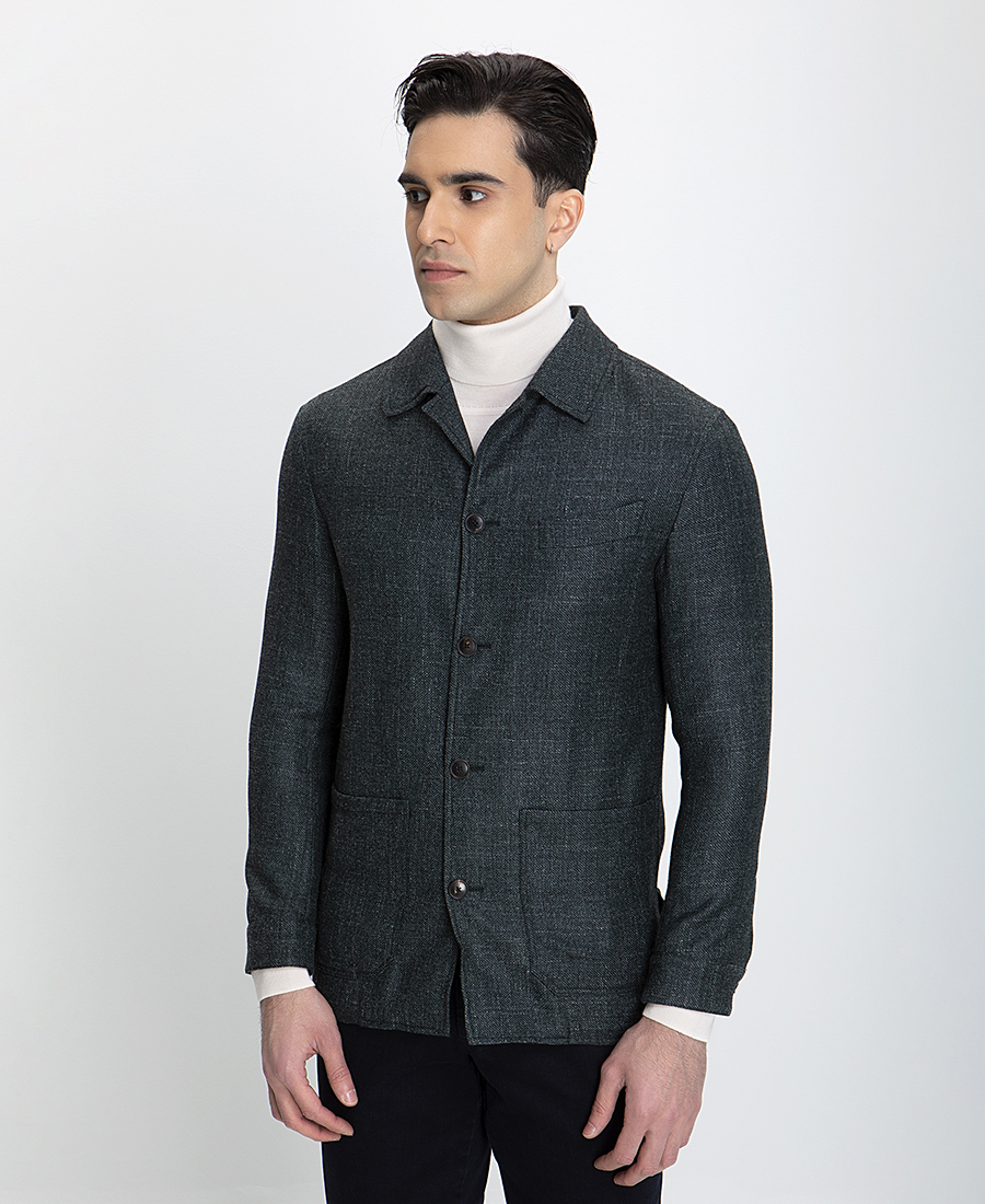 Hd X Vardas HD x Vardas Unconstructed Σακάκι με Μικροσχέδιο σε Πράσινο Σκούρο