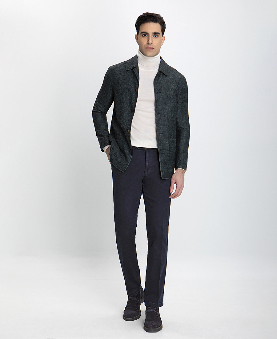 HD x Vardas Unconstructed Σακάκι με Μικροσχέδιο σε Πράσινο Σκούρο φωτογραφία