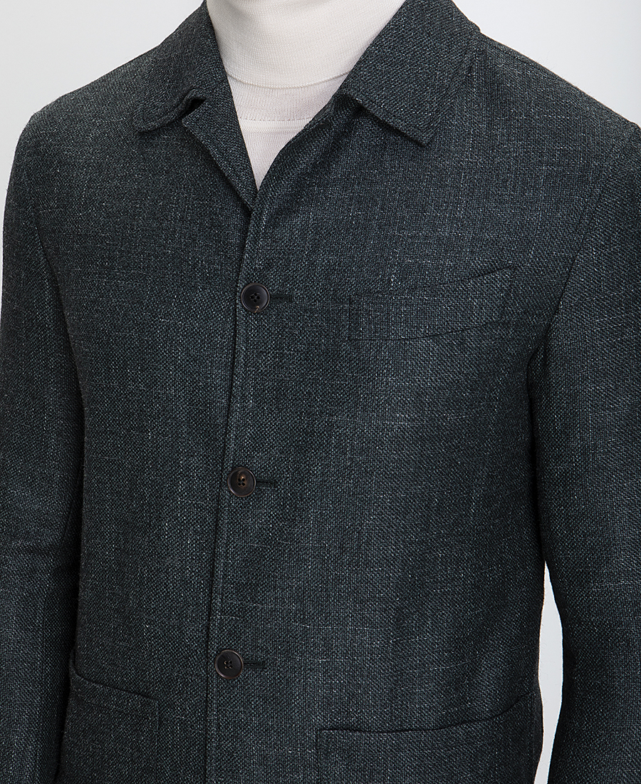 HD x Vardas Unconstructed Σακάκι με Μικροσχέδιο σε Πράσινο Σκούρο φωτογραφία