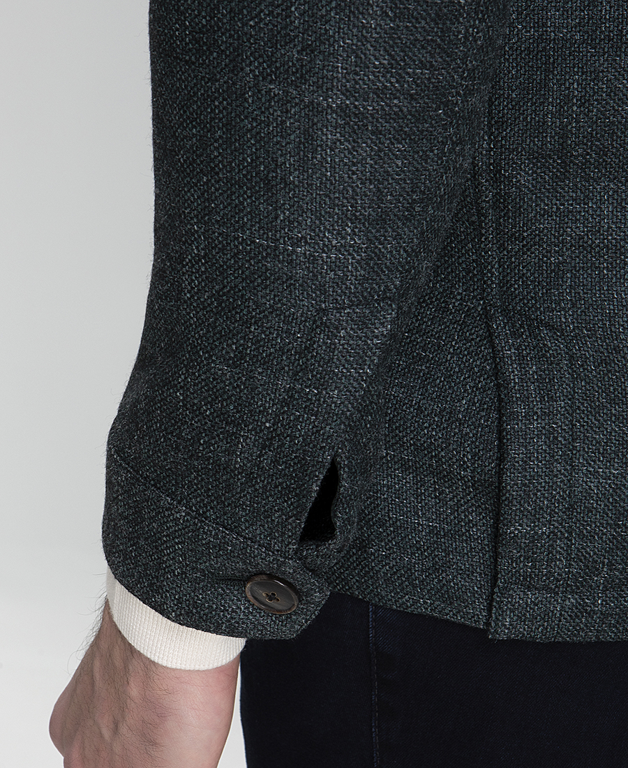 HD x Vardas Unconstructed Σακάκι με Μικροσχέδιο σε Πράσινο Σκούρο φωτογραφία