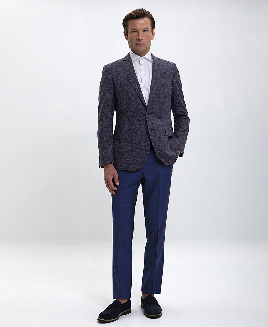 Vardas Σακάκι με Μικροσχέδιο Slim Fit σε Γκρι Σκούρο φωτογραφία