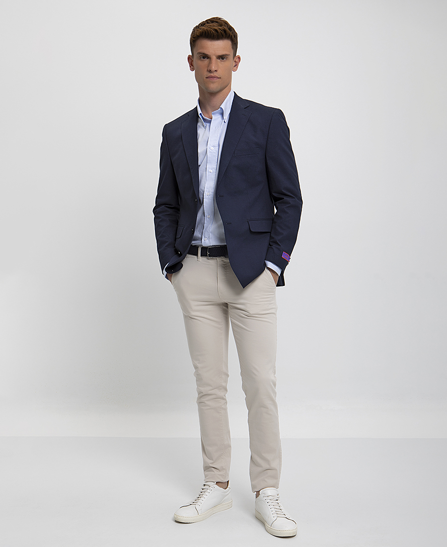 Unconstructed Σακάκι με Μικροσχέδιο Slim Fit σε Μπλε φωτογραφία
