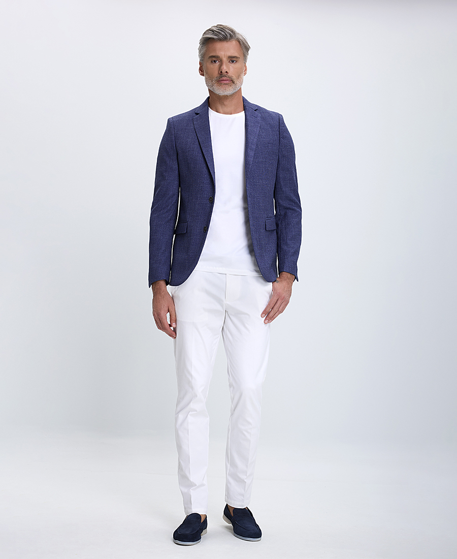 Σακάκι με Μικροσχέδιο Slim Fit σε Μπλε φωτογραφία