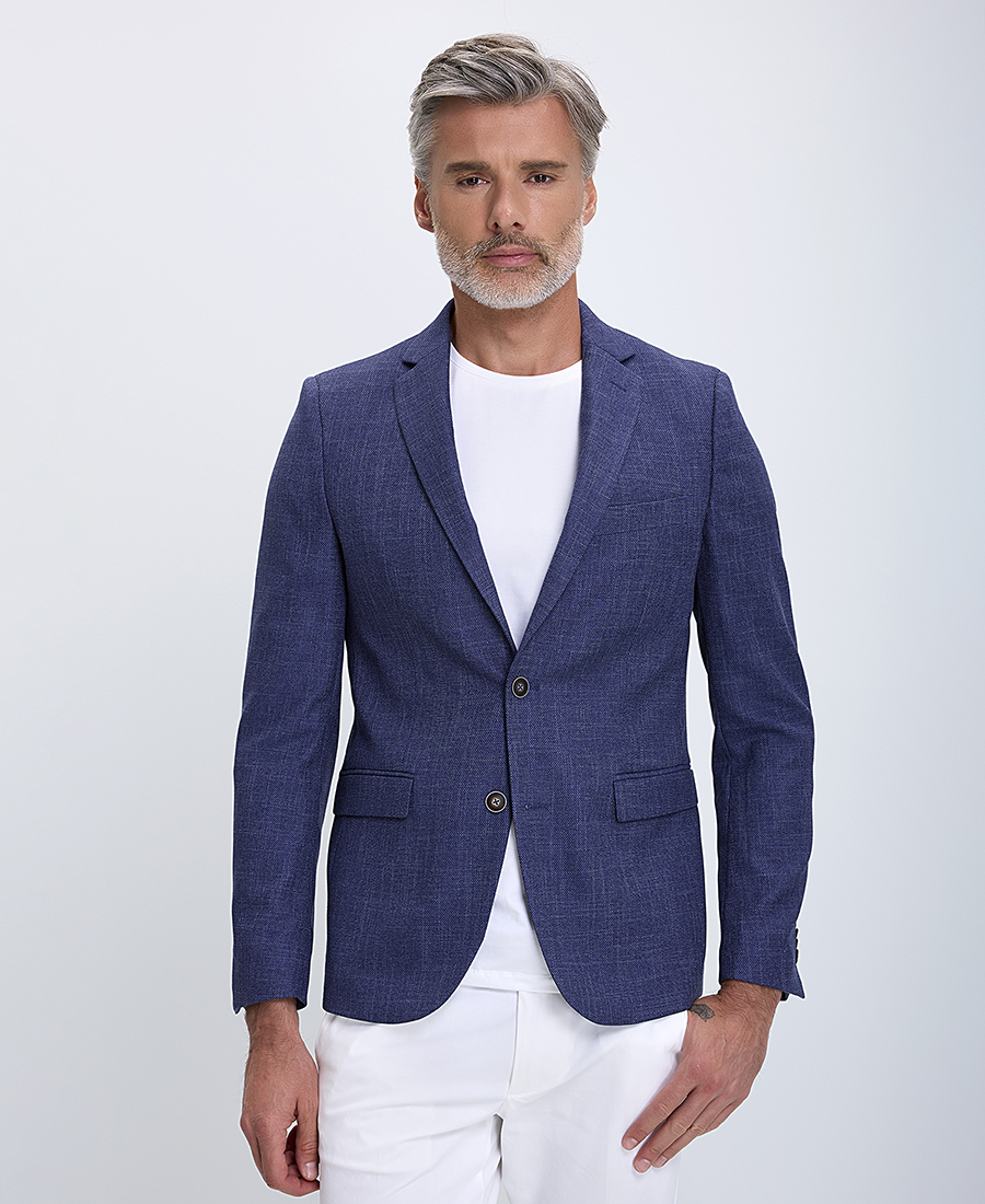 Σακάκι με Μικροσχέδιο Slim Fit σε Μπλε φωτογραφία