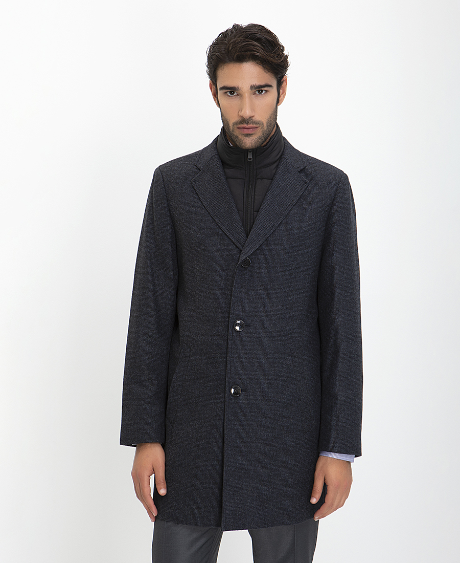 Παλτό Μάλλινο Modern Fit σε Μπλε Σκούρο