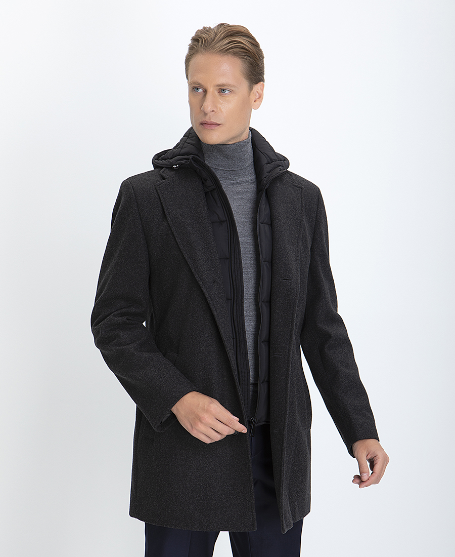 Παλτό Μονόπετο Modern Fit σε Ανθρακί φωτογραφία