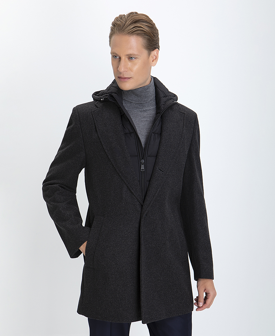 Παλτό Μονόπετο Modern Fit σε Ανθρακί φωτογραφία