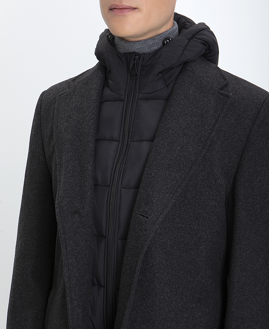 Παλτό Μονόπετο Modern Fit σε Ανθρακί φωτογραφία