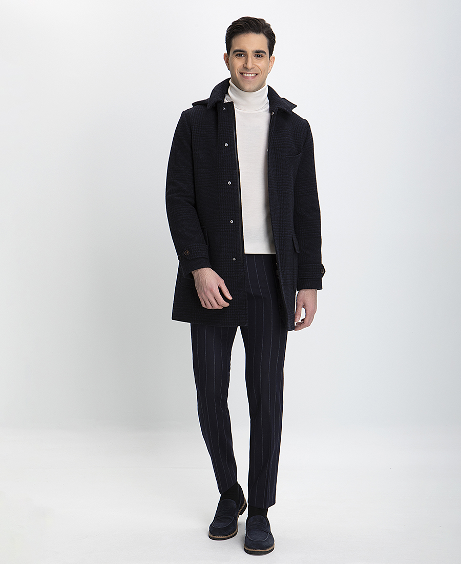 HD x Vardas Παλτό Wool & Cashmere σε Μπλε Σκούρο