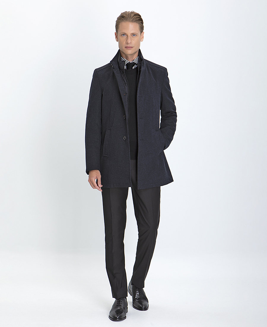 Ημίπαλτο Μονόπετο Modern Fit σε Μπλε Σκούρο