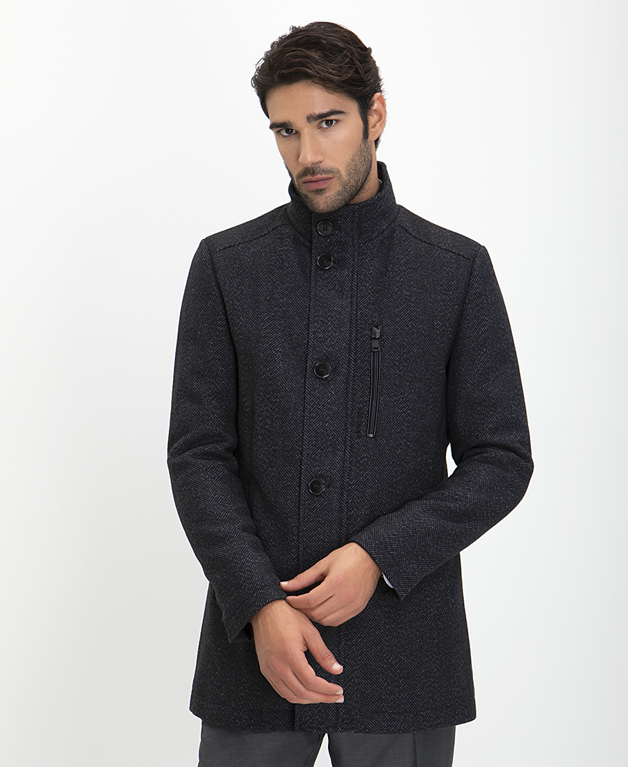 Commander Ημίπαλτο με Μικροσχέδιο Modern Fit σε Μπλε Σκούρο