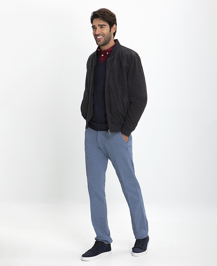Suede Βomber Jacket φωτογραφία