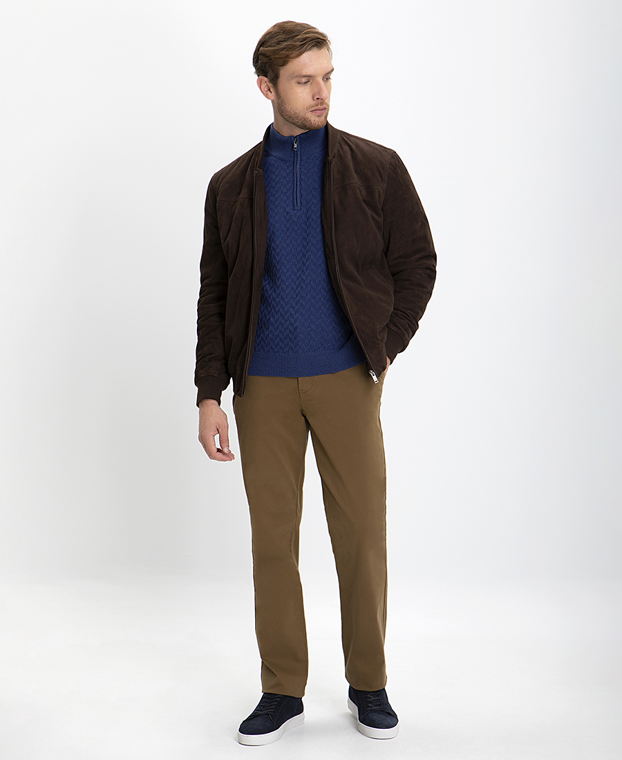 Suede Βomber Jacket φωτογραφία
