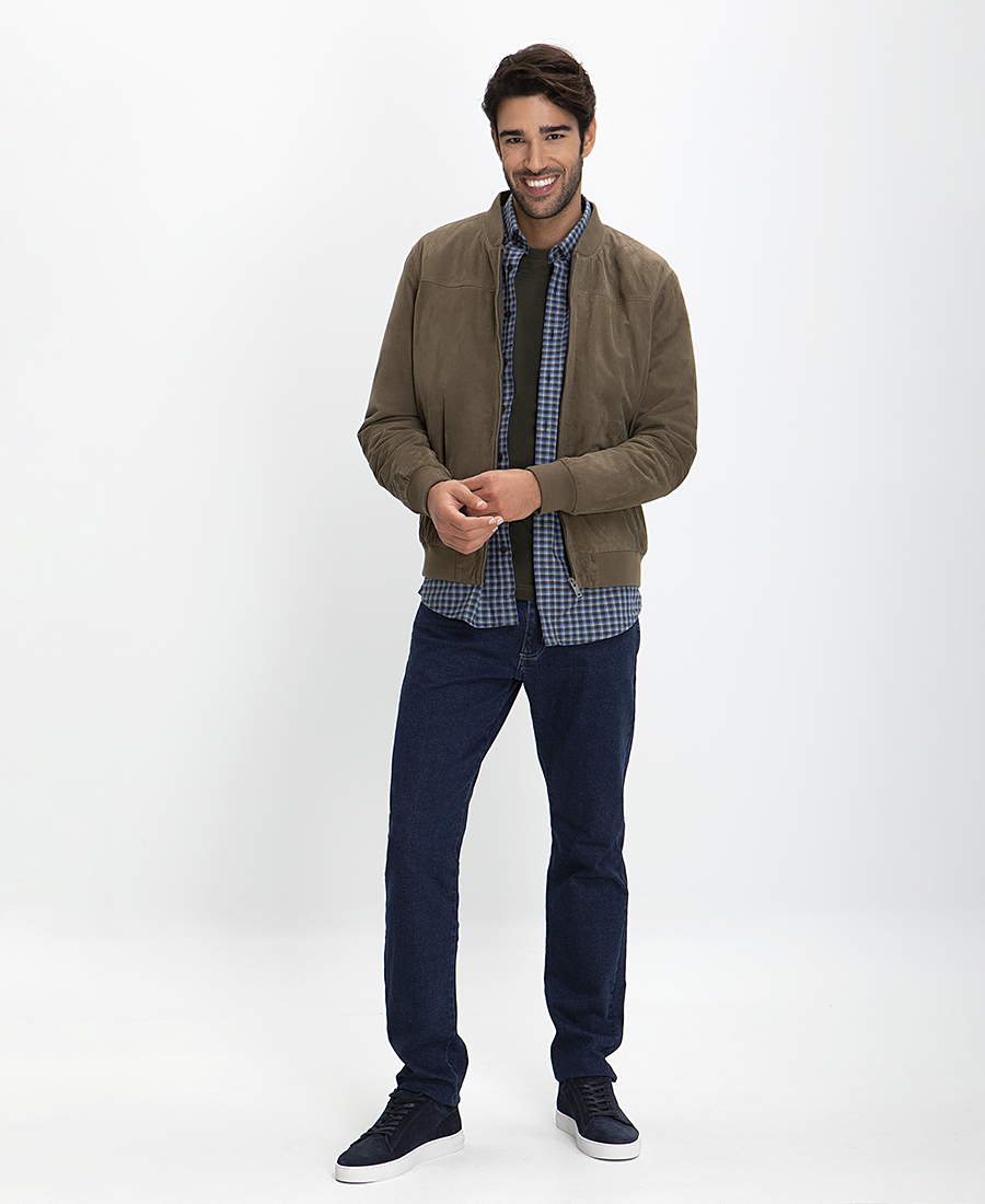 Suede Βomber Jacket φωτογραφία