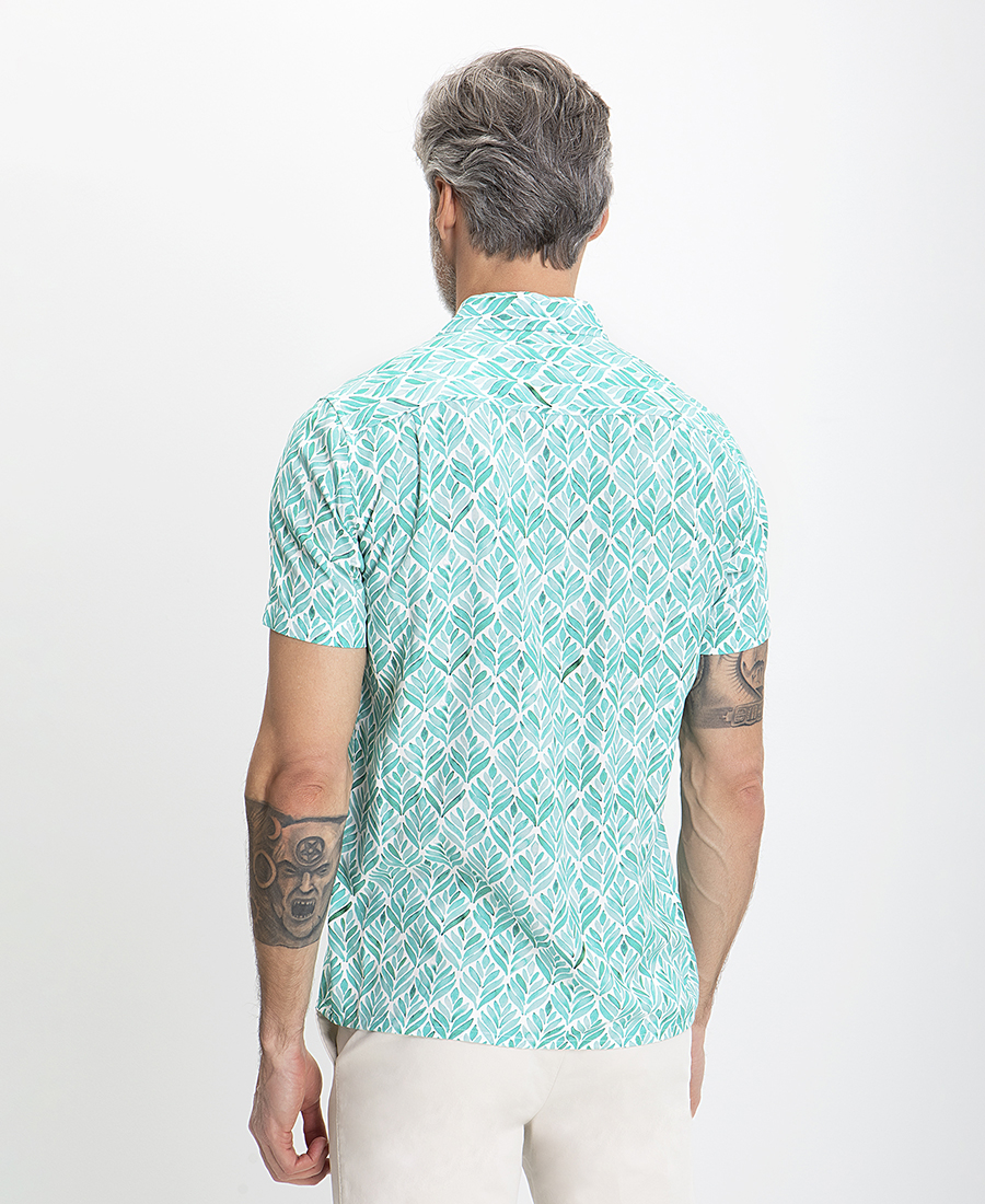 Ανδρικό Overshirt Printed σε Θαλασσί Σιέλ φωτογραφία