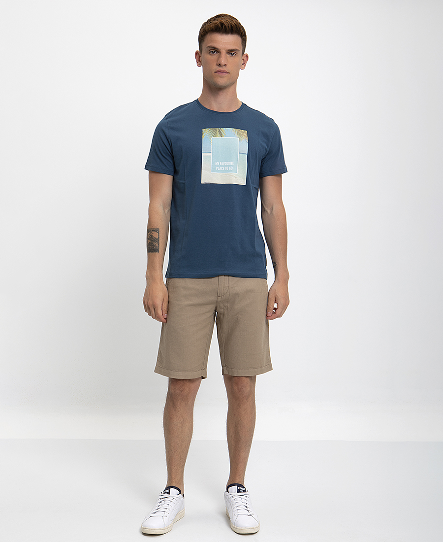 Λινή Βερμούδα Drawstring Modern Fit φωτογραφία