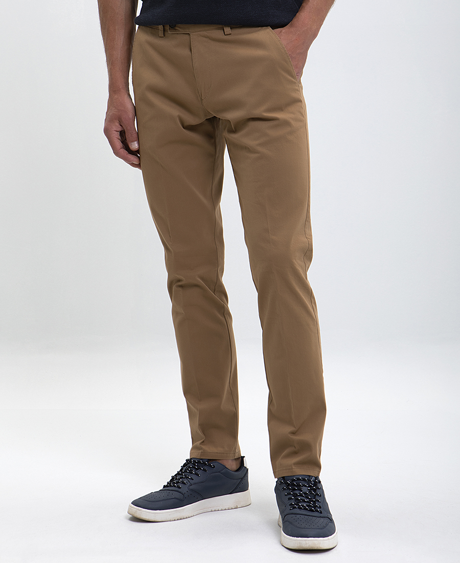 B.S Bags Παντελόνι Chinos Slim Fit σε Καμηλό