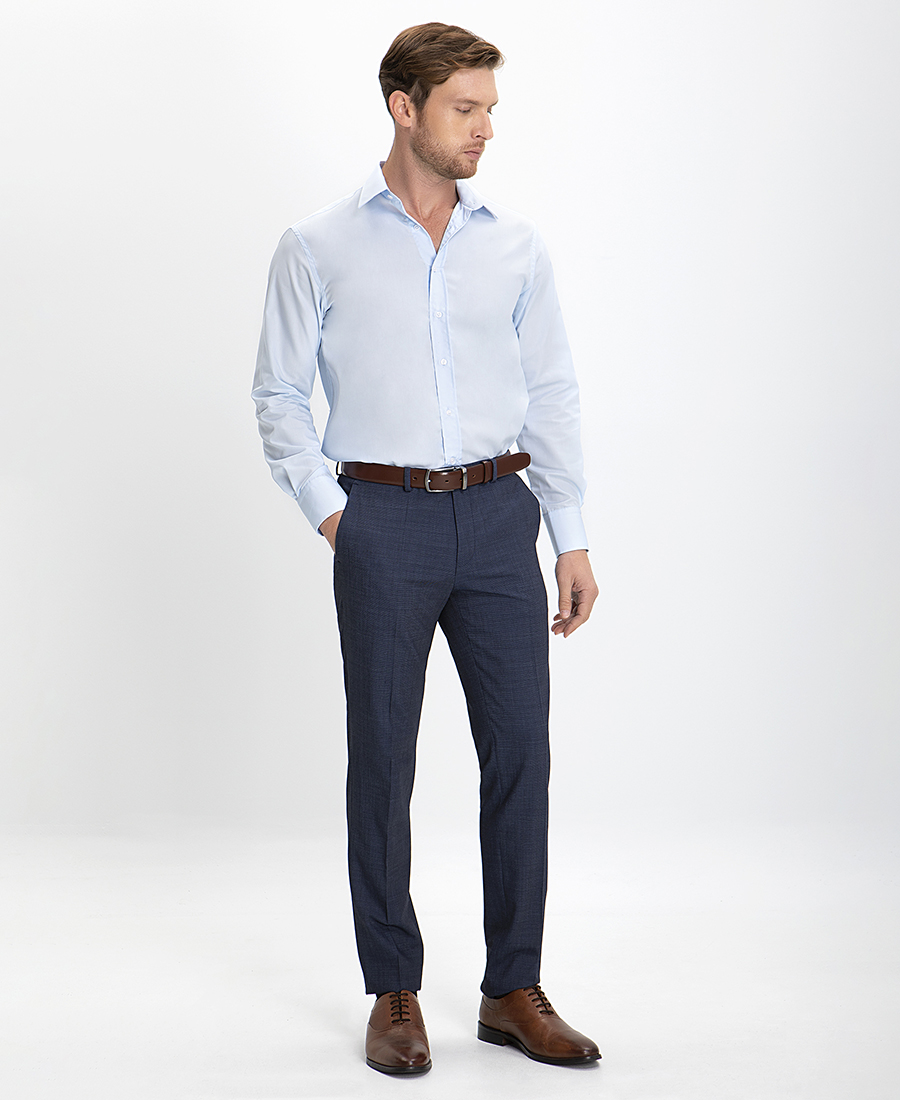 Vardas Πουκάμισο Modern Fit σε Θαλασσί Σιέλ φωτογραφία
