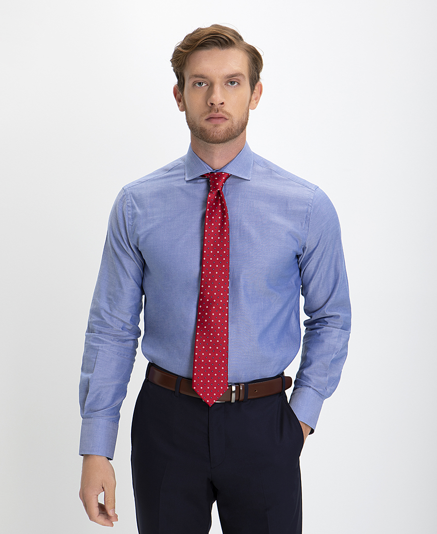 Kaiserhoff Πουκάμισο με Μικροσχέδιο Modern Fit σε Μπλε Ανοιχτό