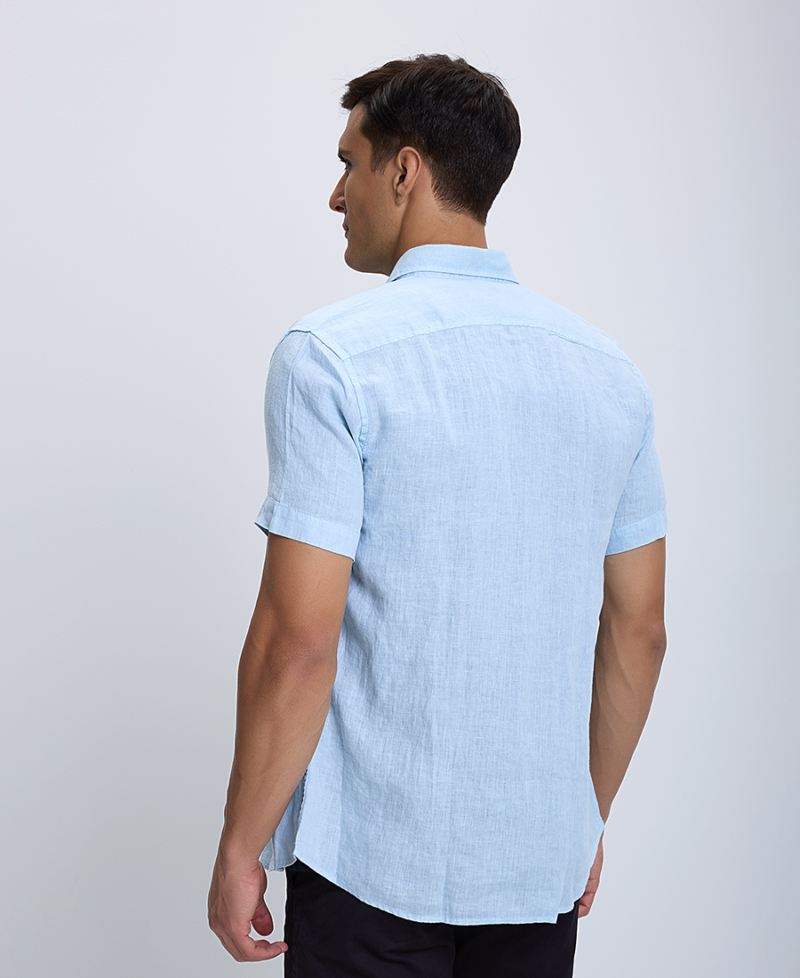 Λινό Κοντομάνικο Πουκάμισο Modern Fit φωτογραφία