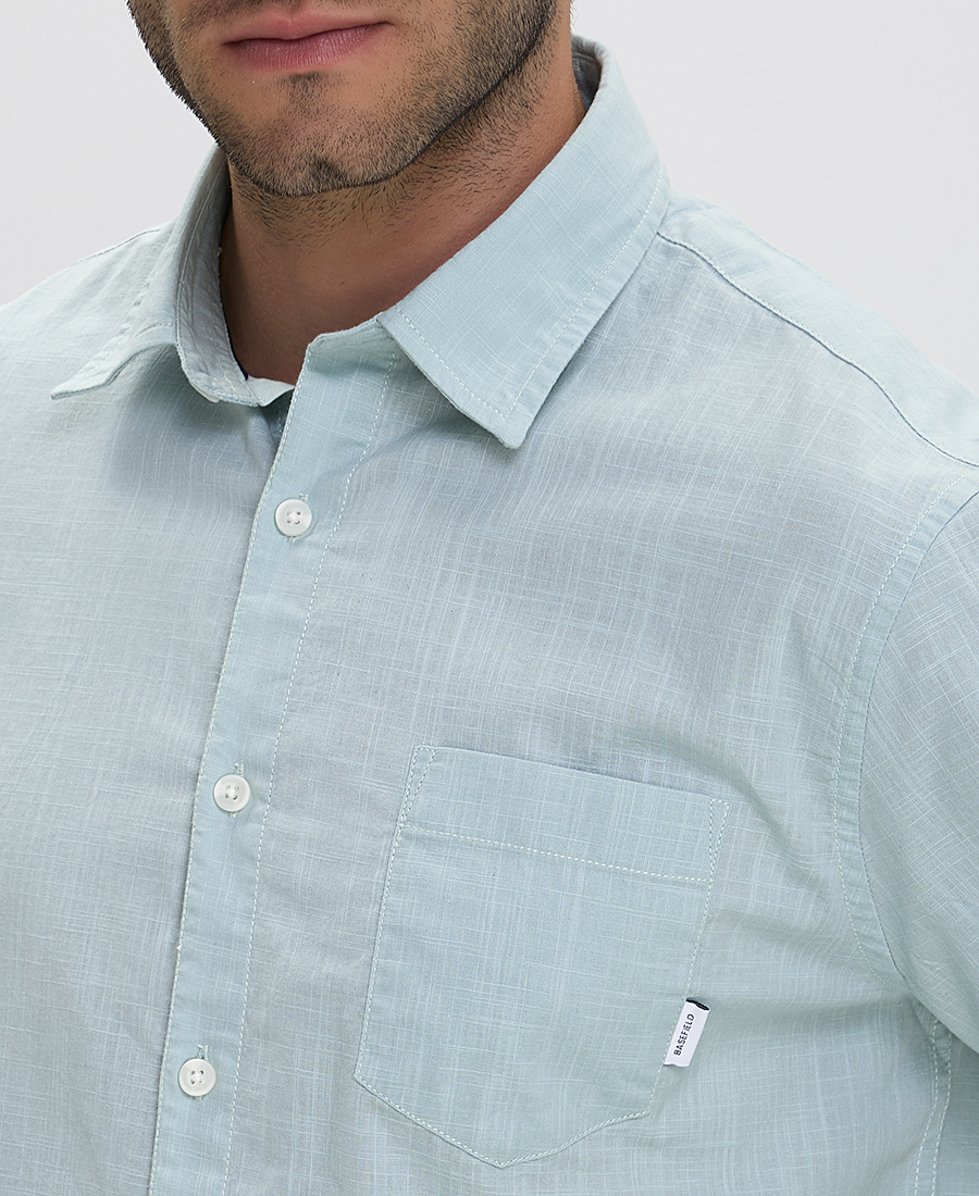 Βαμβακερό Πουκάμισο με Τσέπη Slim Fit φωτογραφία